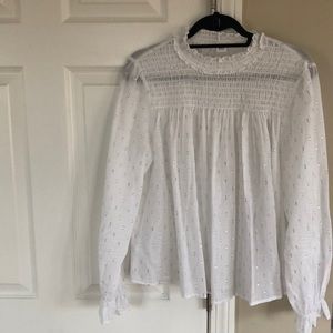 Gap White/Silver Peasant Blouse